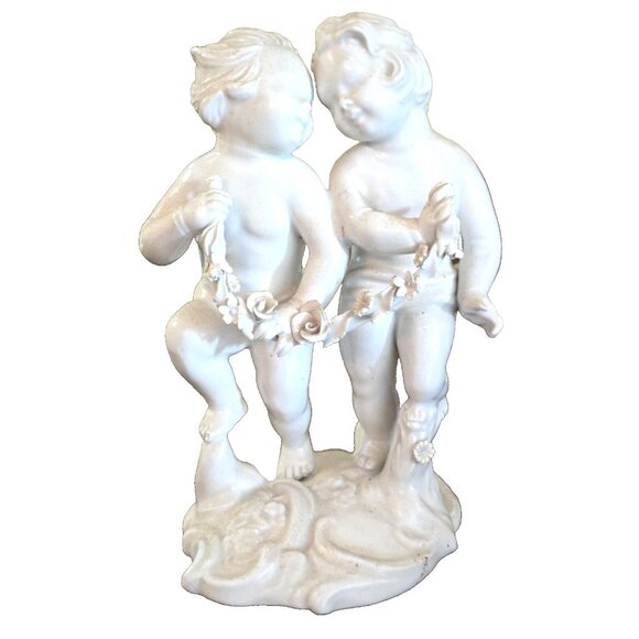 Parian Signed Italy Porcelain Statue Figurine Two Cherubs - Picture 5 of 5